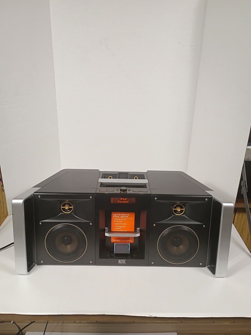 Altec Lansing Black Boombox Stereo System with Dual Speakers